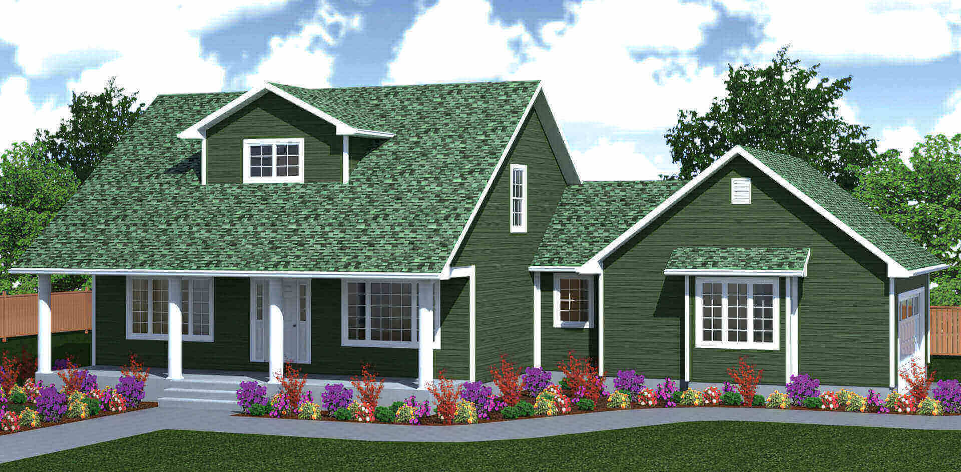 1723 sq.ft. timber mart house 3 bed 2.5 bath exterior render