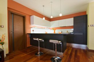 kitchen with wooden flooring