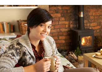 woman sitting in living room