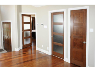 wooden floor with doors