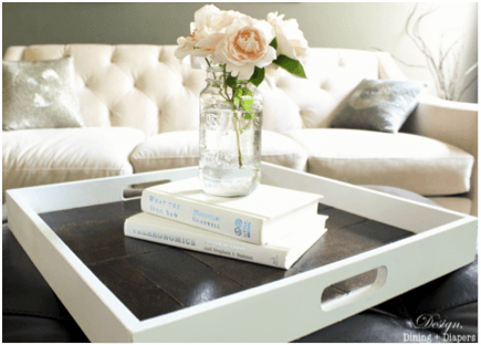 flowers displayed on serving tray