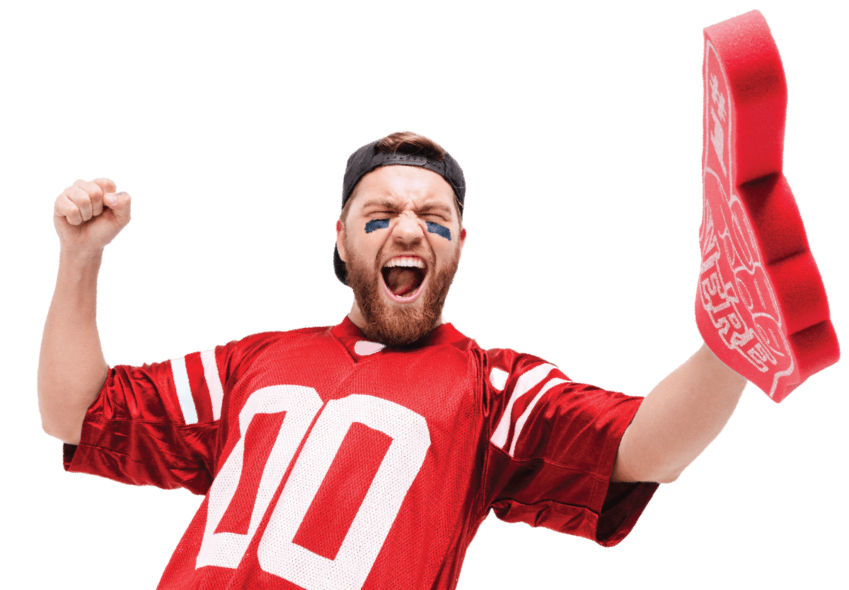 Image of fan cheering with foam finger