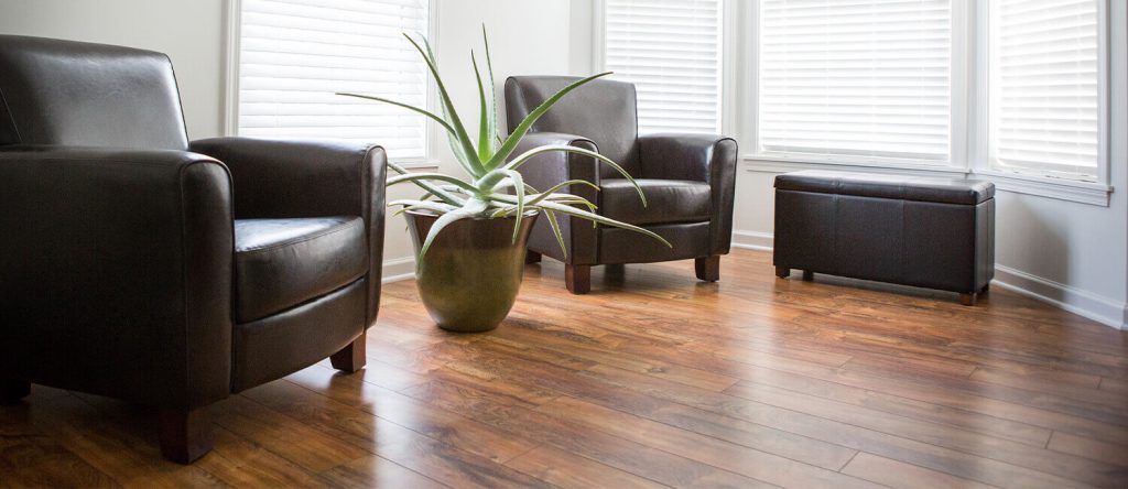 Beauty shot of laminate flooring indoors